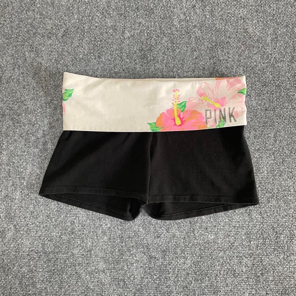 Y2K Victoria’s Secret PINK hibiscus fold over yoga shorts